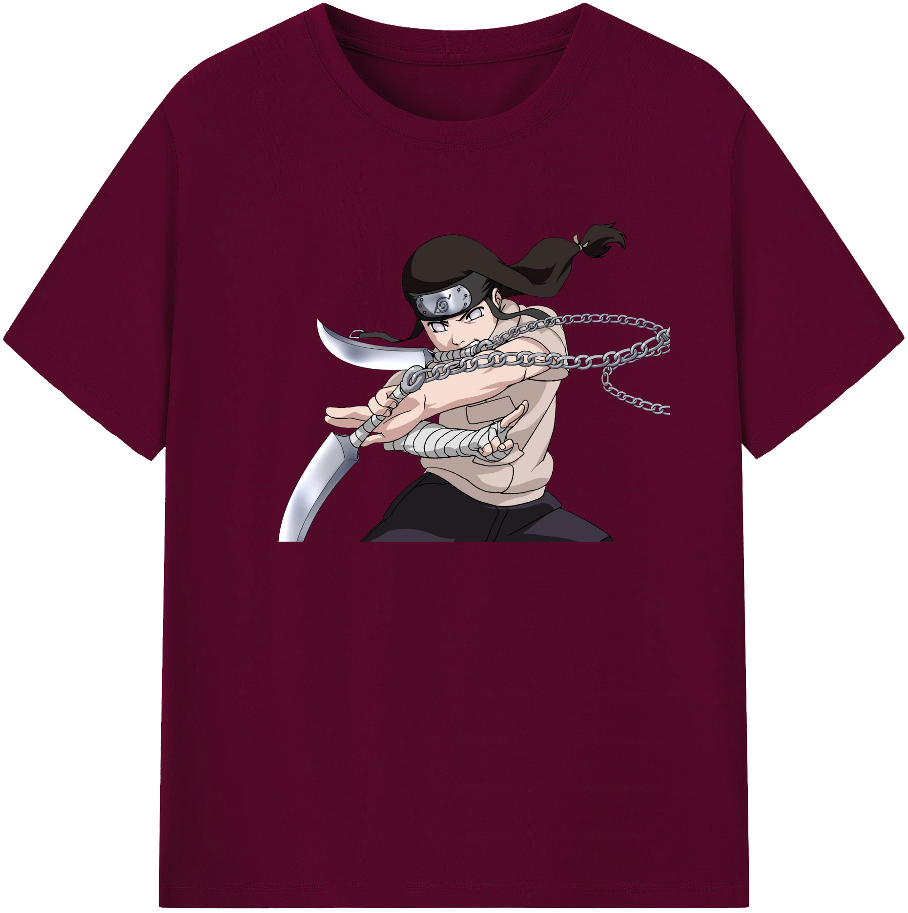 （画像用） NARUTO -ナルト- 日向ネジ Hyūga Neji レディースカジュアルプリントTシャツ（綿100％）